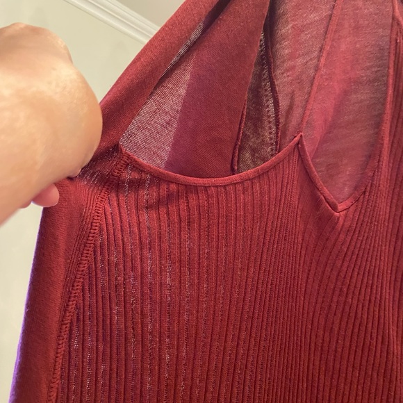 Jean Paul Gaultier Maille M-3XL burgundy 2 piece in 1 made Italy cardigan&trank - Picture 3 of 16